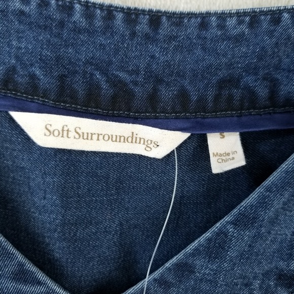 Soft Surroundings Dress Women Small Blue Denim Look 3/4 Sleeve Minimal Casual - Picture 11 of 12